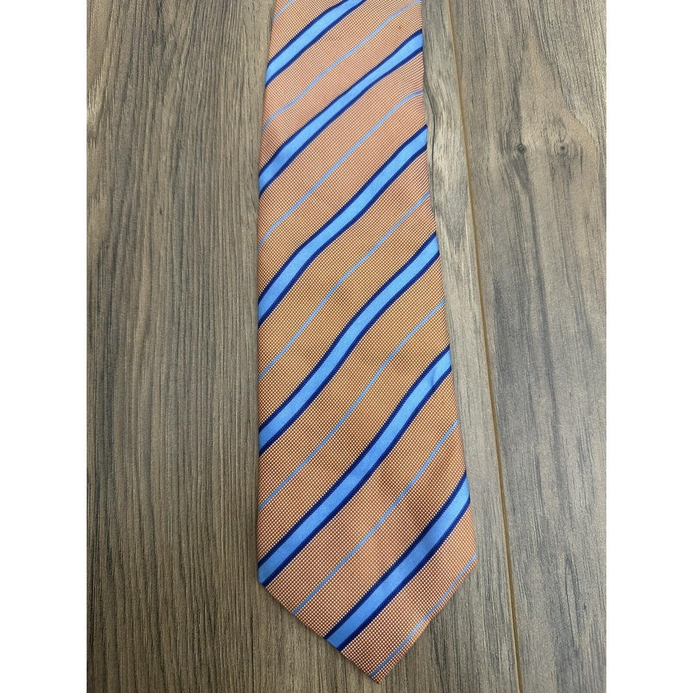 Jos. A Bank Men's Neck Tie Striped Orange / Blue